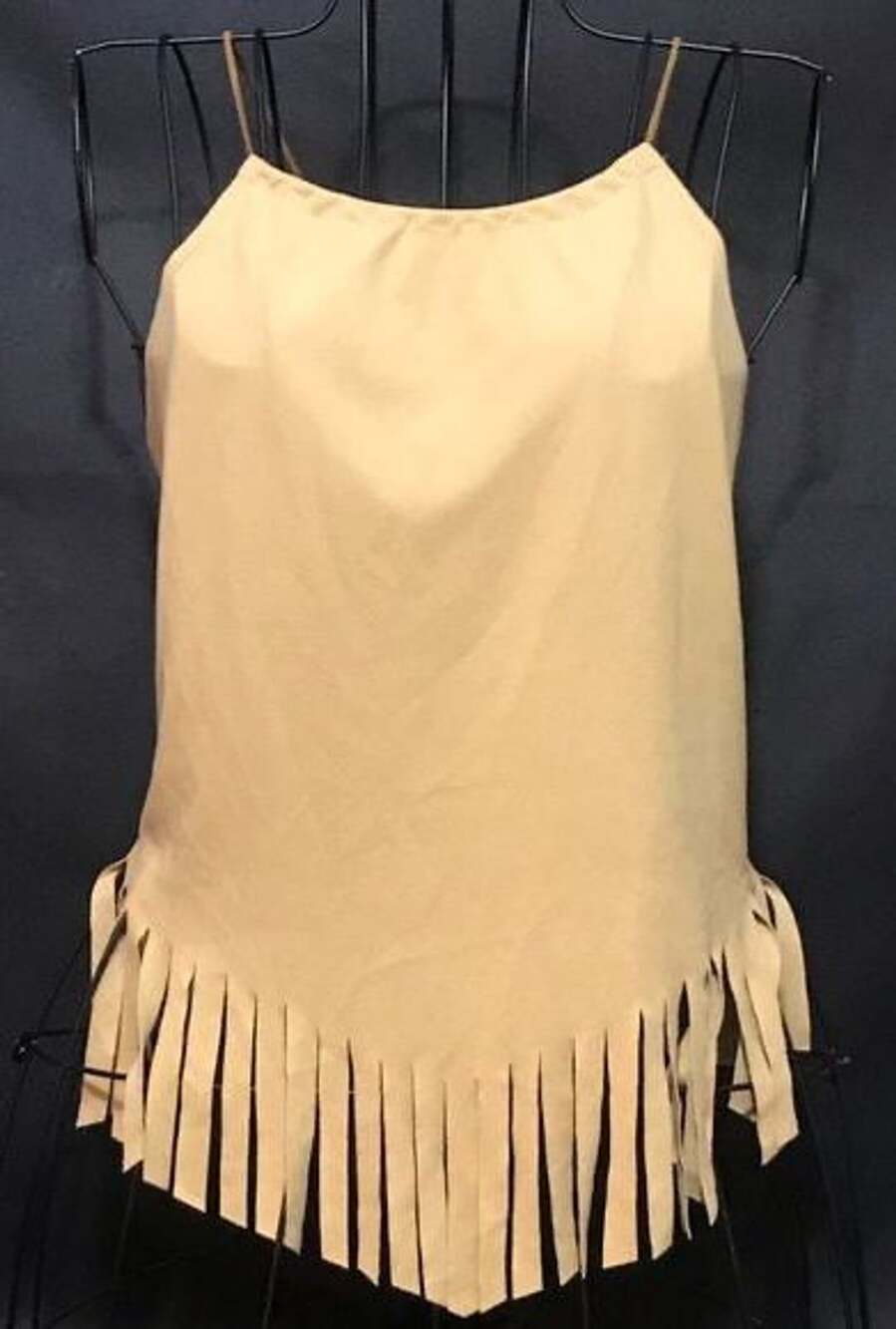 🐂Tan Faux Suede Fringe Lace-Up Back Halter Top